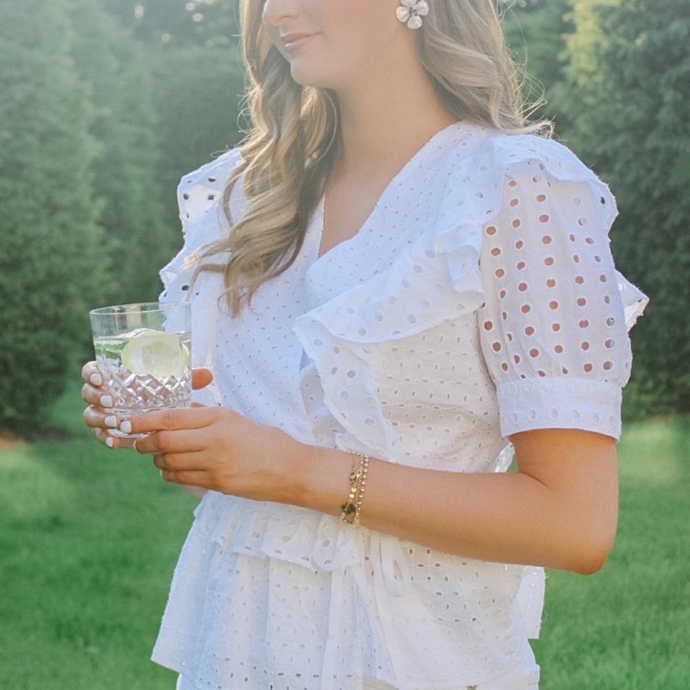 J.CREW Ruffle wrap top in eyelet - Picture 4 of 5